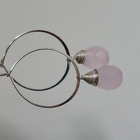 Silver & pink quartz earrings - Picture 3 of 3